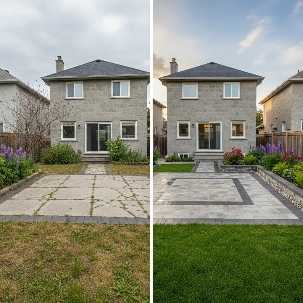 Paving contractor transformation - before and after by Quality Landscaping Kirkland in Kirkland